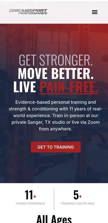The same homepage on a phone