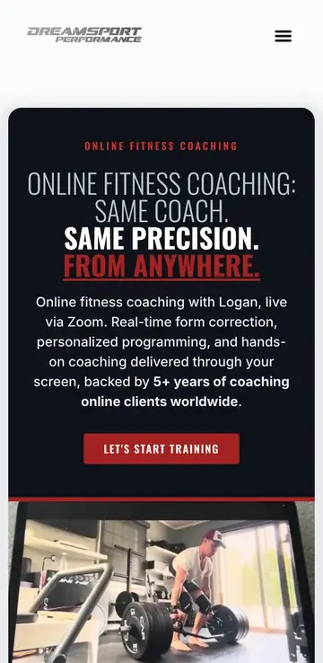 The online coaching page on a phone